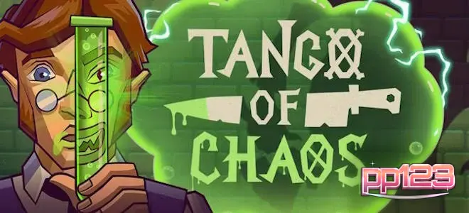 Tampilan visual mesin slot Tango of Chaos dengan tema laboratorium futuristik